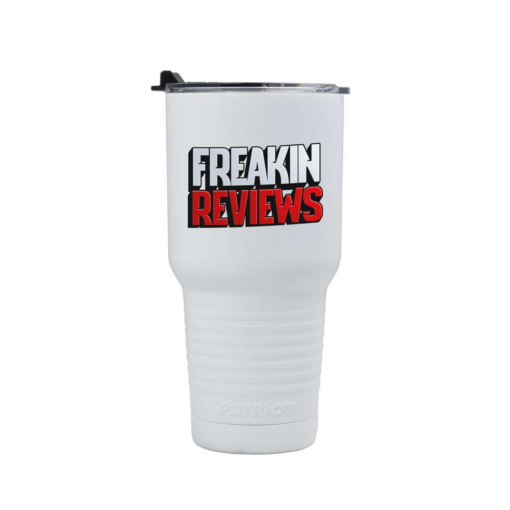 30oz Patriot Coolers Stainless Steel Tumbler | Freakin' Reviews Logo (4 Color Process)